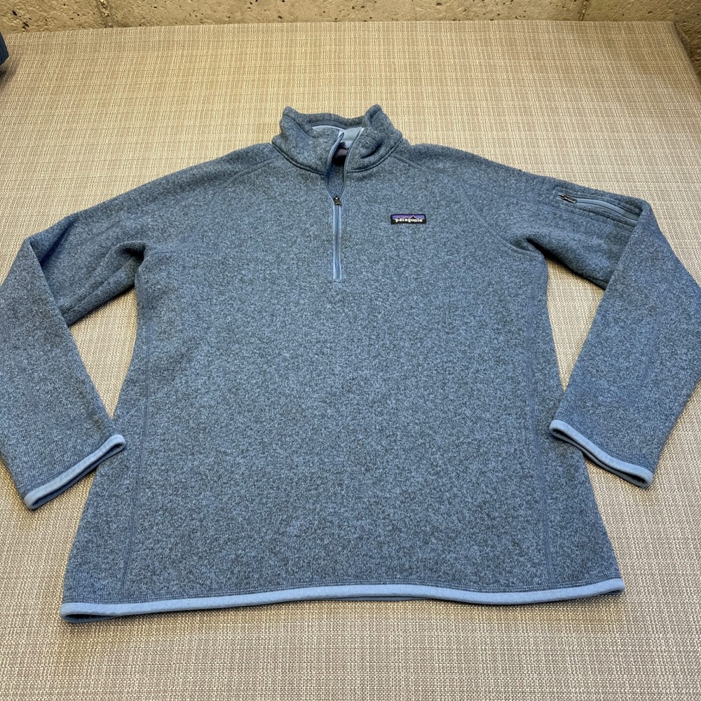 Patagonia Better Sweater Womens Large 1/4‎ Zip Fleece Pullover Blue Jacket *
